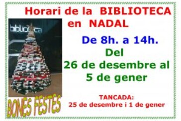 Horario de la Biblioteca Miguel Delibes en Navidad