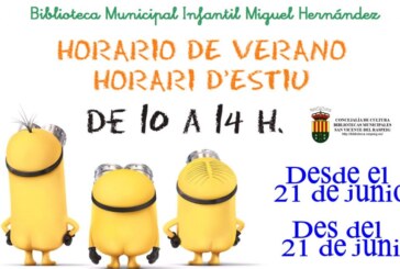 Horario de verano de la Biblioteca infantil Miguel Hernández