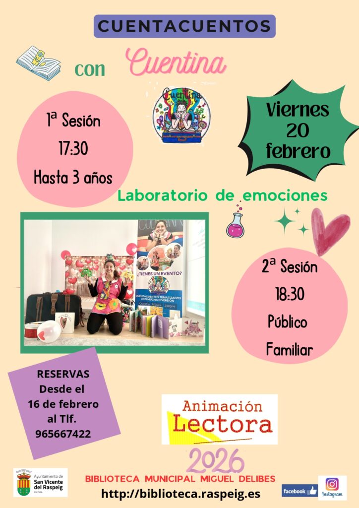 Cuentina: Laboratorio de emociones. Cuentacuentos para bebés de hasta 3 años @ Biblioteca Municipal "Miguel Delibes"