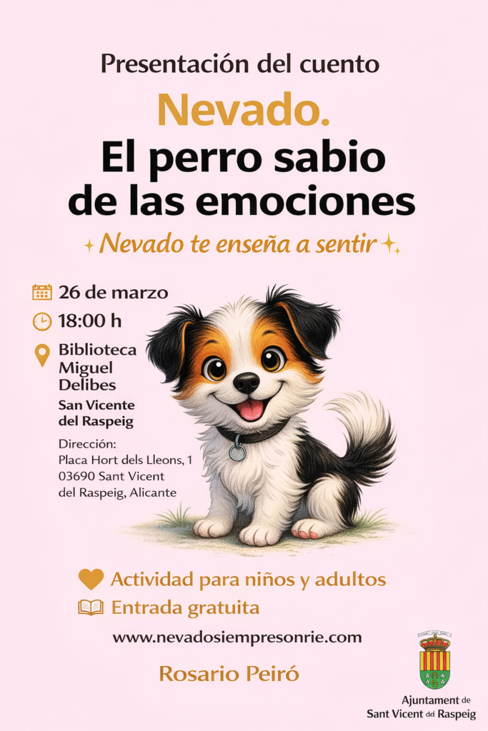 Presentación del cuento: Nevado. El perro sabio de las emociones. Actividad para niños y adultos a cargo de Rosario Peiró @ Biblioteca Municipal Miguel Delibes