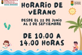 HORARIO DE VERANO BIBLIOTECA INFANTIL MIGUEL HERNÁNDEZ