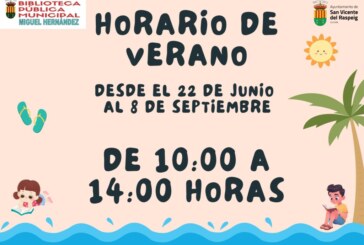 HORARIO DE VERANO BIBLIOTECA INFANTIL MIGUEL HERNÁNDEZ