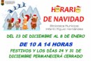 Horario de Navidad de la Biblioteca Municipal Infantil «Miguel Hernández»