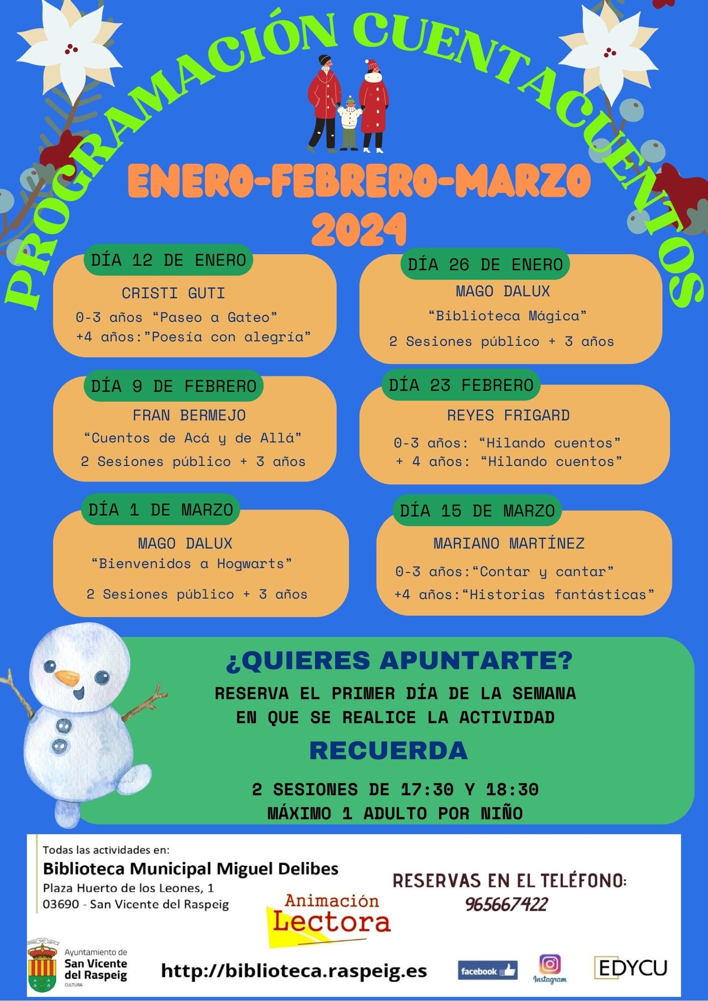 Cuentacuentos de enero en las Biblioteca Municipales